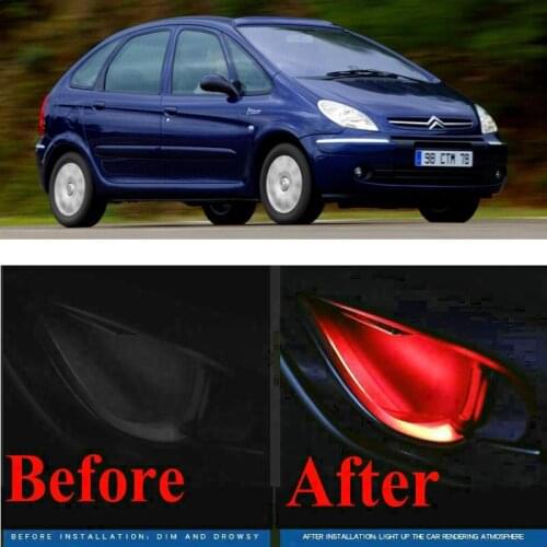 4pc CF style stickers on cars interior inside door handle atmosphere lamp for citroen C-ELYSEE SAXO SYNERGIE XANTIA XSARA C-ZERO