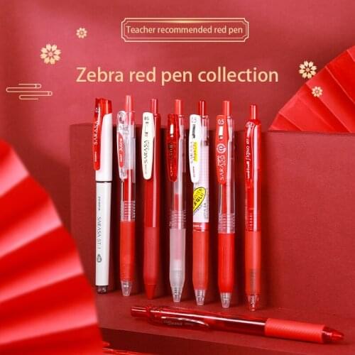 Japan ZEBRA Red Pen Series Japanese Push-type JJ15 Quick-drying Large-capacity Red Gel Pen Office and School Supplies