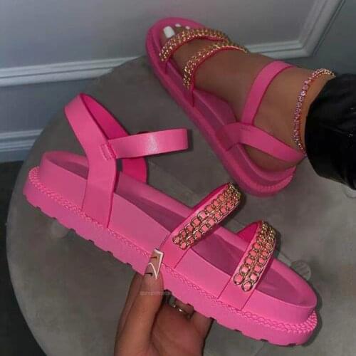 New Plus Size 43 Womens Sandals Platform Fashion Chain Wedges Heels Women Sandals Casual Beach Lady Shoes Female Woman 2021