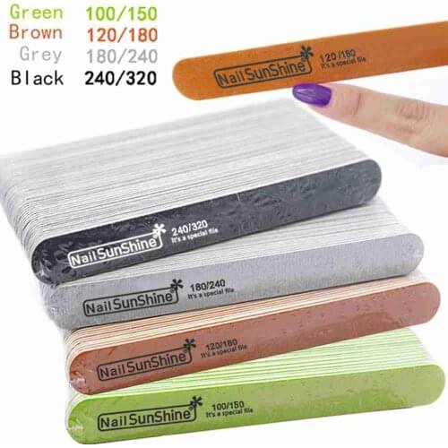 10pcs Nail File Wooden Nail Art Sanding Buffer Nail File 100/120/150/180/240/320 Sandpaper UV Gel Polish Manicure Nails Tools