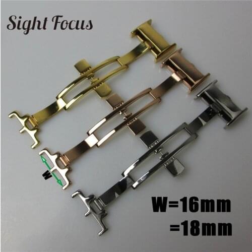 16mm 18mm Stainless Steel Butterfly Buckle for Longines Master Leather Watchband Butterfly Folding Clasp Accessories Watch part