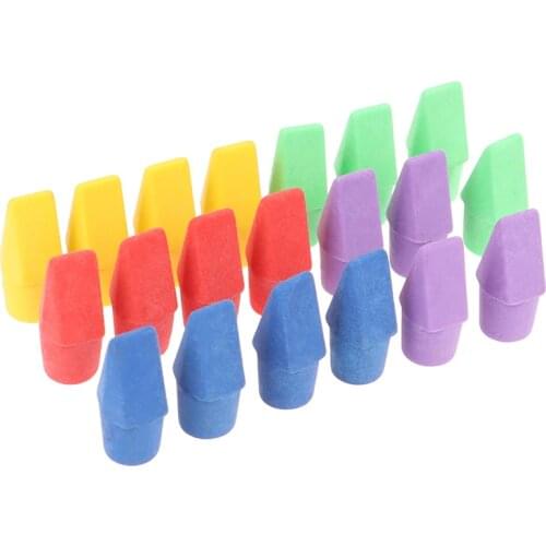 20 PCS Erasers Pencil Top Eraser Caps Chisel Shape Pencil Eraser Toppers Student Painting Correction Supplies Stationery
