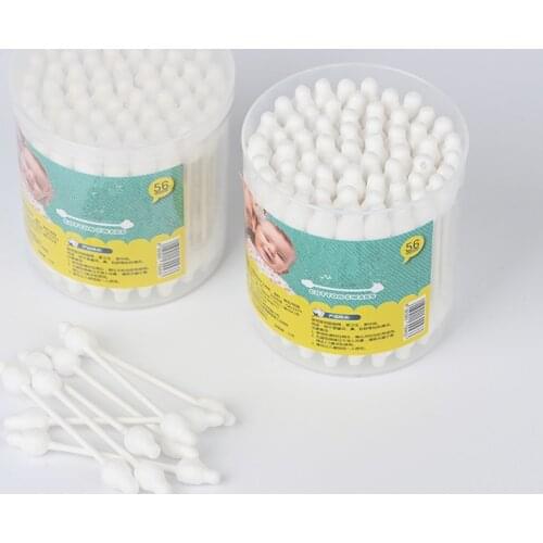 56pcs Safety Baby Cotton Swab Gourd shape clean baby ears Sticks Health Medical Buds Tip swabs box plastic cotonete