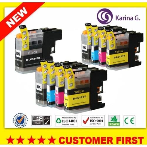 9PCS Cheap Products for LC121 ink cartridge with chips For Brother DCP-J552DW/DCP-J752DW/MFC-J470DW/MFC-J650DW Inkjet Printer