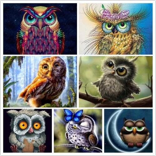 DIY 5D Diamond Cute Animal Diamond Painting Owl Bird Full Square/round Drill Embroidery Rhinestone Mosaic Picture Kit Home Decor