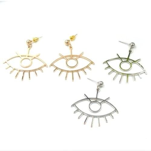 Free shipping wholesale 10 pair/ lot fashion jewelry hollowed metal eye earrings