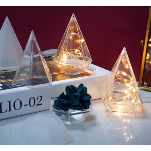 DIY Faceted Diamond Storage Box Resin Mold Ring Necklace Storage Box Crystal Epoxy Mold Hollow Diamond Silicone Mold For Resin