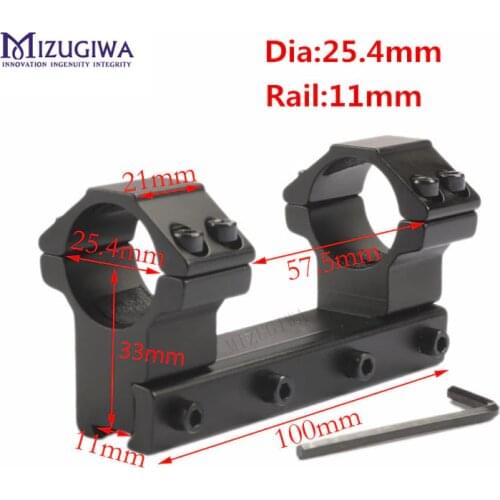 MIZUGIWA 25.4mm 1" /30mm Ring One Piece Low Profile Dovetail Mount Rings 11mm Rail Waver Long 100mm Riflescope Flashlight