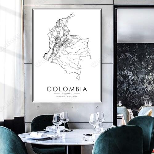 Black and White City Map The Colombia City Map Poster HD Print Wall Art Canvas Nordic Landspace Painting for Home Decor