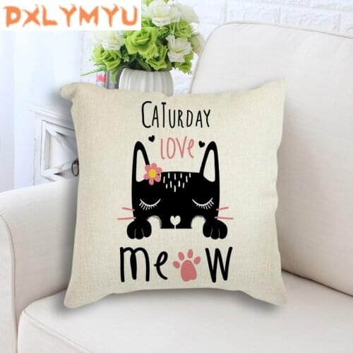 Cute Cat Panda Cushion Throw Pillow 45x45cm Decorative Cushion for Sofa Car Kids Room Decoration Linen Seat Cushion Home Decor
