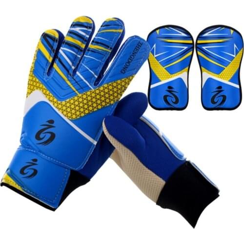 Kids Football Soccer Goalkeeper Anti-Slip Training Gloves Gloves With Leg Guard Protector Team Sports Equipments