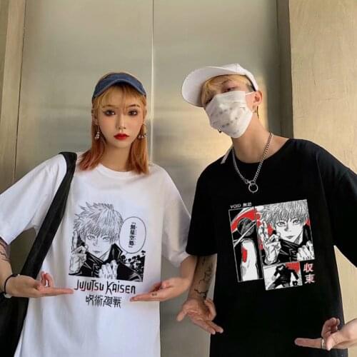 Jujutsu Kaisen Japan Anime Gojo Satoru Manga Harajuku Vintage Oversized Tops T Shirt Men Aesthetic Loose Hip hop T-shirt Male