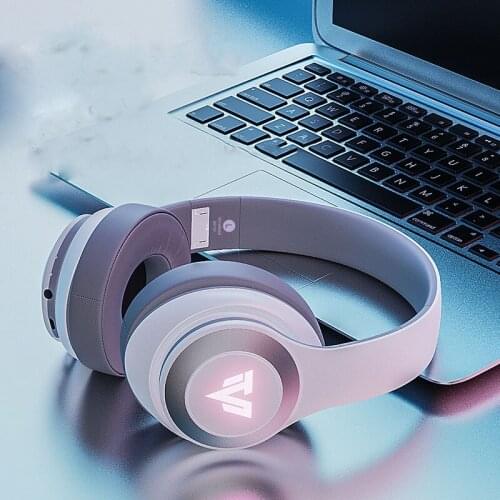 Head-Mounted Wireless Bluetooth Headset LED Light Effect Bluetooth Headset Metal Folding Subwoofer Microphone Bluetooth Headset