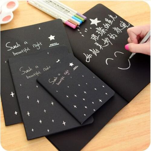 Stationery galaxy black inside page car line graffiti sketch book lovely creative blank sketch book for a variety of styles