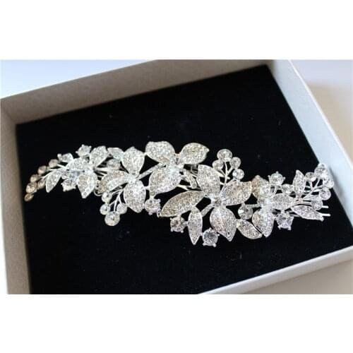 Korean Bridal Hair comb Adjustable Full Rhinestones Flower Crystal Plate wedding bride hair accessories