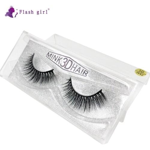 Flash Girl 5D Mink Eyelashes Fluffy Natural Thick Fake Eyelash Handmade Soft Full Strip Lashes Makeup Tools 5D-W42