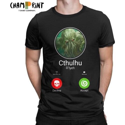 Mens Call Of Cthulhu Lovecraft T Shirt 100% Cotton Clothing Leisure Short Sleeve Round Collar Tees Plus Size T-Shirt