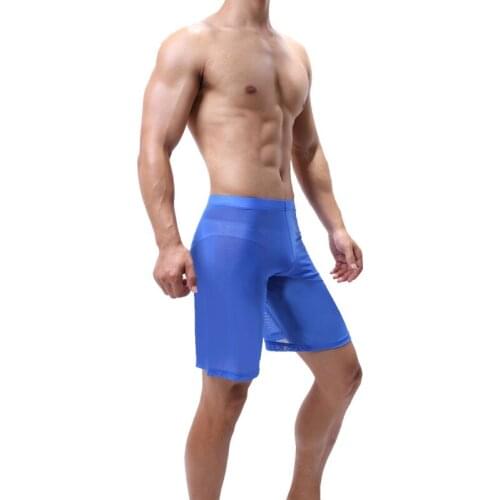 New 2021 Mens Underwear Sexy Transparent Mesh Sleepwear Mens Shorts Ultra-Thin Breathable Pyjama Hombre