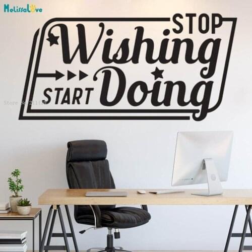 Stop Wishing Start Doing Office Quote Wall Sticker Leadership Decals Studio Self-adhesive Motivation Decor Art Decals YT3844