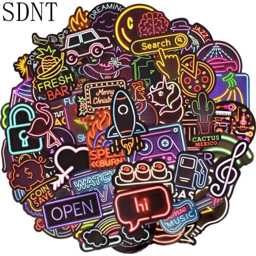 10/50 PCS Neon Light Stickers Aesthetic Classic Retro Neon Style Anime Graffiti Cute Stickers Decals DIY Car Laptop Phone Bike