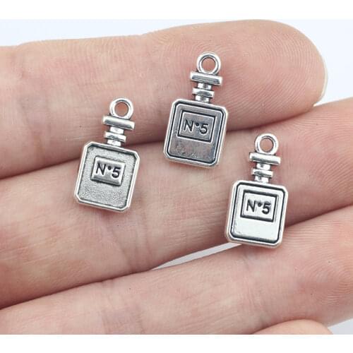 Newest 20Pieces 9*17mm Mixed Alloy Antique Silver Color Perfume Bottle Charms Necklace Pendant Accessory For DIY Jewelry Making