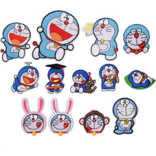 Wholesale Cartoon Patches Doraemon Movie Stars Patch Iron On Patches For Clothing Child clothes Diy Ironing Stickers