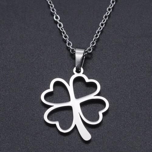 Clover Stainless Steel Charm Necklace for Women Accept OEM Order Wholesale Dainty Steel Necklaces Fashion Jewelry Necklaces