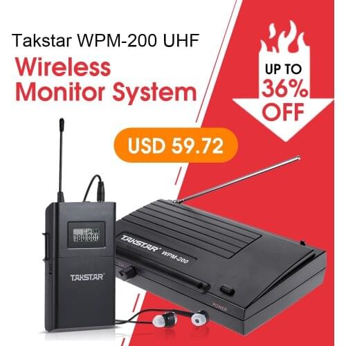 Takstar WPM-200/Takstar WPM-200R UHF Wireless Audio System Receiver LCD Display 6 Selectable Channels 50m Transmission Distance