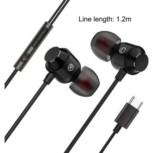 Type-C Wired Earphone with Mic In-Ear Earplugs Earbuds Sports Wired Headset Earphones for Mobile Phone Music Gaming Headset