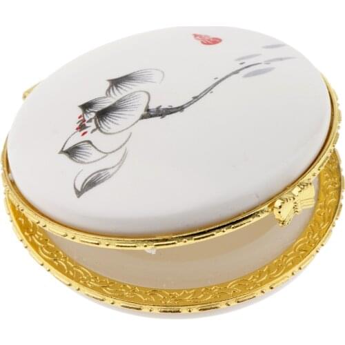 Empty Ceramic Loose Powder Foundation Container Makeup Case Tin Pot Traditional Chinese Design