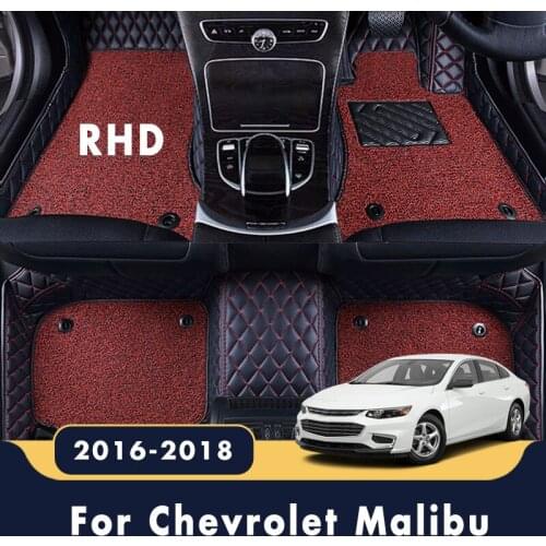 RHD For Chevrolet Malibu 2018 2017 2016 Car Floor Mats Luxury Double Layer Wire Loop Carpets Interior Leather Anti Dirty Covers