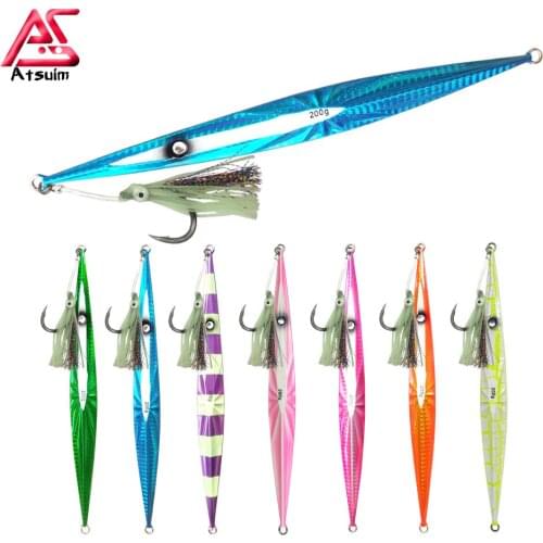 AS Fast Jig Lure Fishing 150g200g250g300g350g400g Metal Lead Vertical Angler Hooks Bait Sinking Speed Glow Jigging Fishing Lure