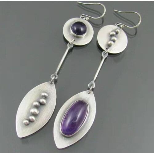 Purple Amethyst Diamonds Earring Fashion Wedding Brand Jewelry Earrings Crystal Ball Women Double Stud Earrings Women`s Gifts