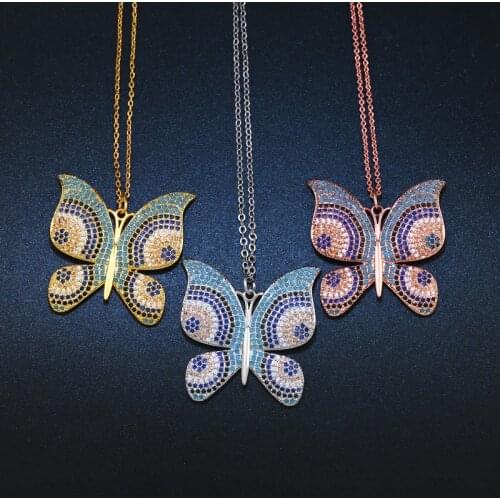 Funmode Charms Multicolor Butterfly Design Pendant Necklace For Women Dress Accessories Handmade Link Chain Punk Necklace FN124