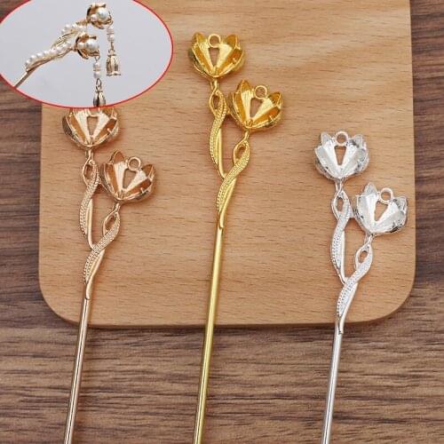 10 PCS 54.5x28mm Metal Alloy Branches Flowers Hair Sticks Diy Handmade Hairpin Accessories For Jewelry Making