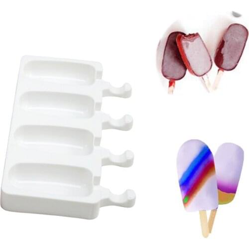 4 Cell Big Size Silicone Ice Cream Mold Popsicle Molds DIY Homemade Dessert Freezer Fruit Juice Ice Pop Maker Mould Wholesale