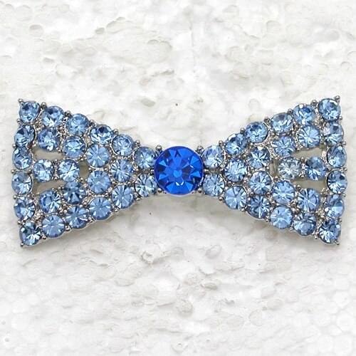 Blue Rhinestone Bowtie Pin brooches Wedding Party jewelry C795 B