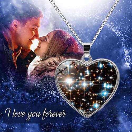 Solar System Galaxy Nebula Heart Necklace Space Universe Heart Pendant Jewelry Galaxy Heart Shaped Necklace Pendant #3G