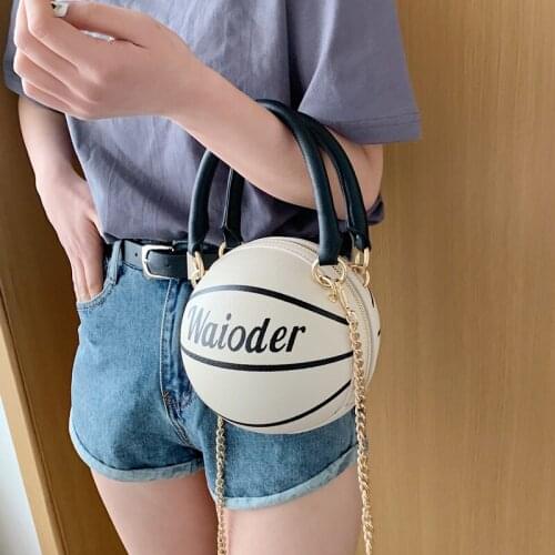 Basketball Shaped Shoulder Messenger Handbags Purse Tote Cross Body PU Bag Adjustable Strap for Women Girls Fashion Chain Totes