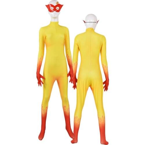 Adults Kids Firestar Angel Angelica Jones Cosplay Costume Female Girls Woman Superhero Zentai Suit Halloween Bodysuit