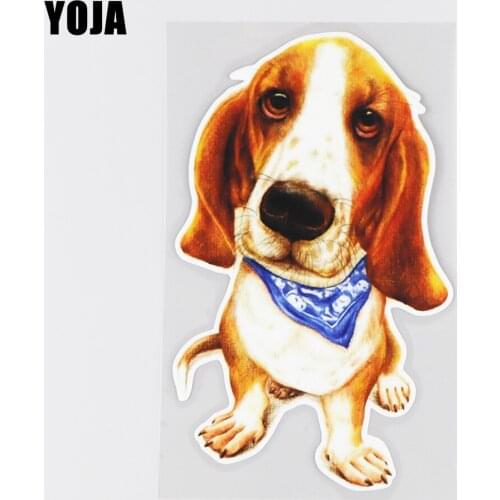 YOJA 12.2×20.5CM Cartoon Dog With Big Ears Funny Decoration Car Stickers Bumper Decals 19B-0047