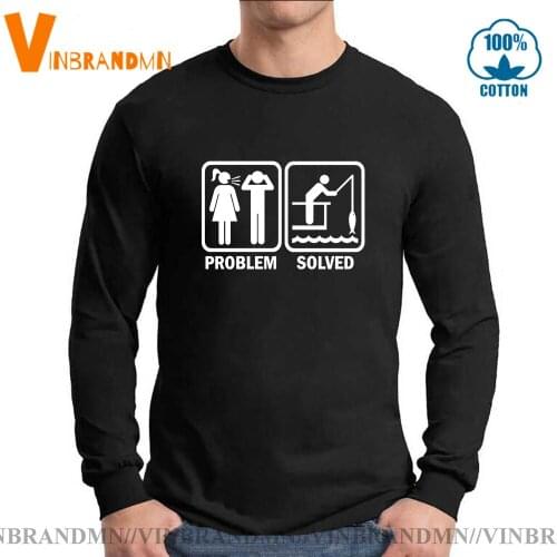 Husband wife family relation Long Sleeves tshirt Interesting design Problem solved fishing men tshirts Funny divorce T-shirts