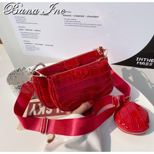 3-in-1 Crossbody Bag Women Brand Designer 3pc Set Shoulder Messenger Bag With Small Purse Wide Strap Casual Women Shoulder Bag