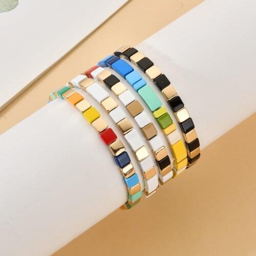 ZMZY Cute Boho Color Beads Stretch Bracelet New Fashion Multicolored Beads Surf Jewelry Handmade Elastic Wristband for Women