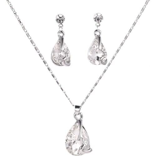 925 sterling silver necklace earrings ladies, silver jewelry, wedding / engagement Fine jewelry set S0120