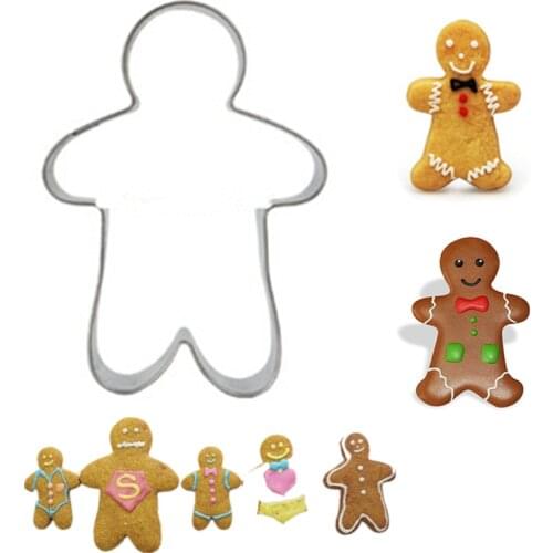 1PC/Lot Cute The Gingerbread Man Cookie Mold Stainless Steel Lovely Cartoon Figures Fruit Chocolate Cupcake Cake Decorating Mold