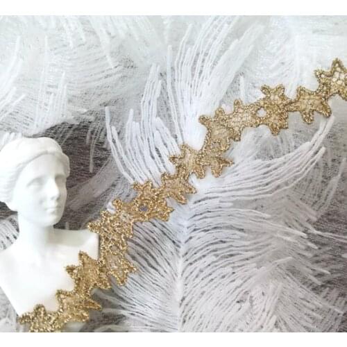 1Yards Embroidery Lace Ribbon Guipure Gold Lace Fabric 1.5cm Applique Lace Fabric Laces adornos de encaje ruban dentelle LE32