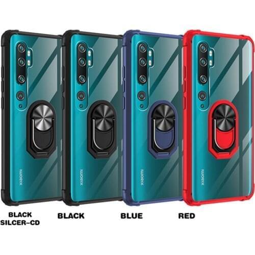 100pcs/Lot Acrylic Transparent Matte Phone Case For Xiaomi CC9 Note 10 For Redmi Note 8 Pro 8A Back Cover with Ring Stand