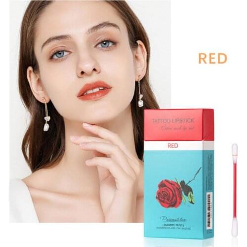 20pcs Cotton Swab Lipstick Set Durable Waterproof Non-Stick Lipstick Portable Lipstick Moisturizing Lip Balm