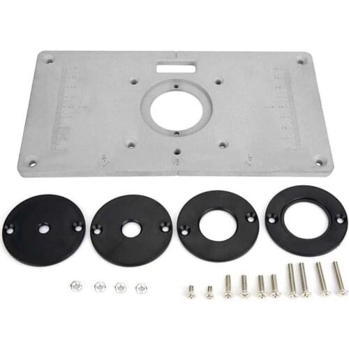 Marcenaria 235mm x 120mm x 8mm Aluminum Woodworking DIY Router Table Insert Plate&Ring Herramientas De Carpinteria